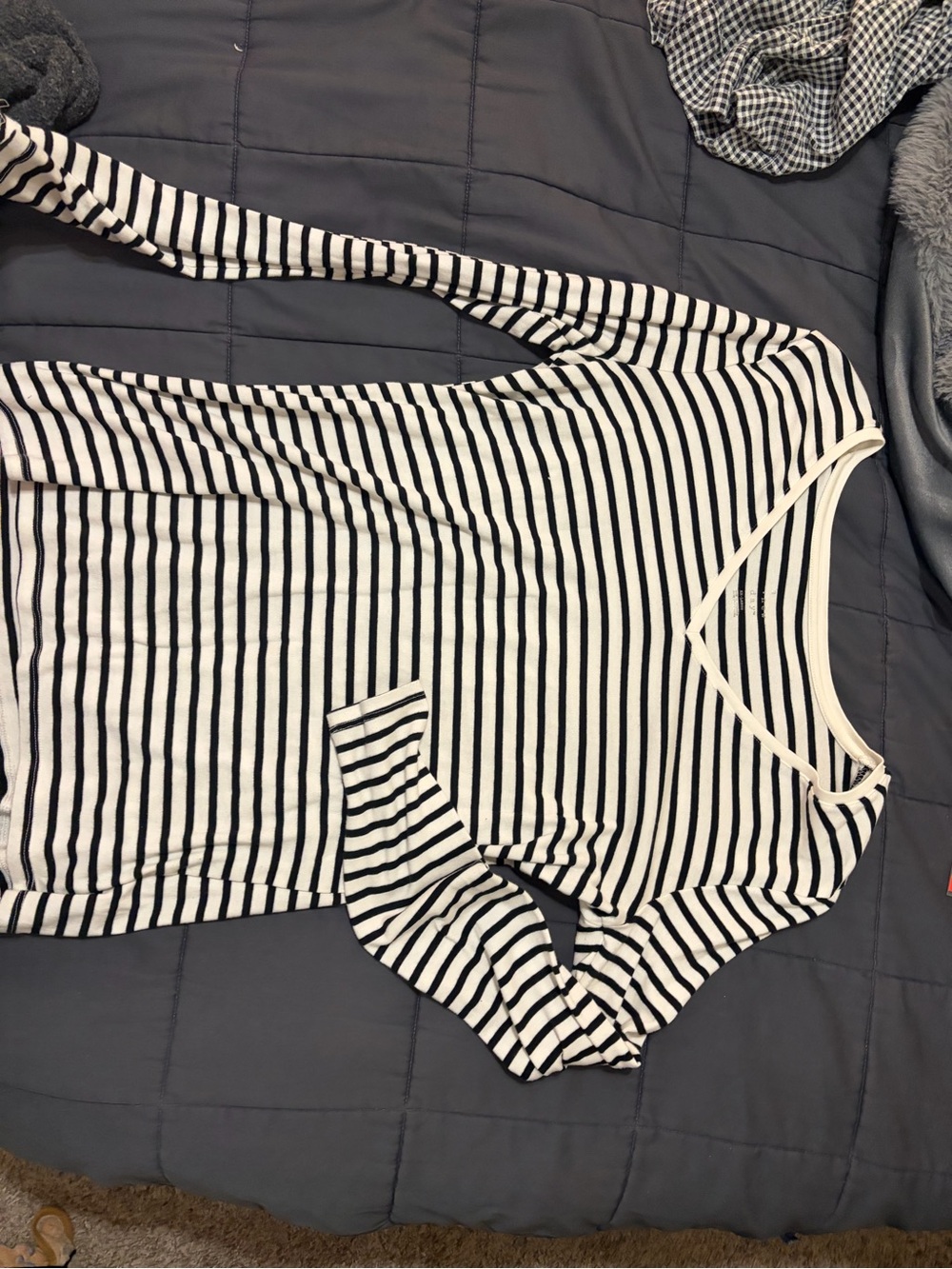 a new day Black and White Striped V-Neck Top